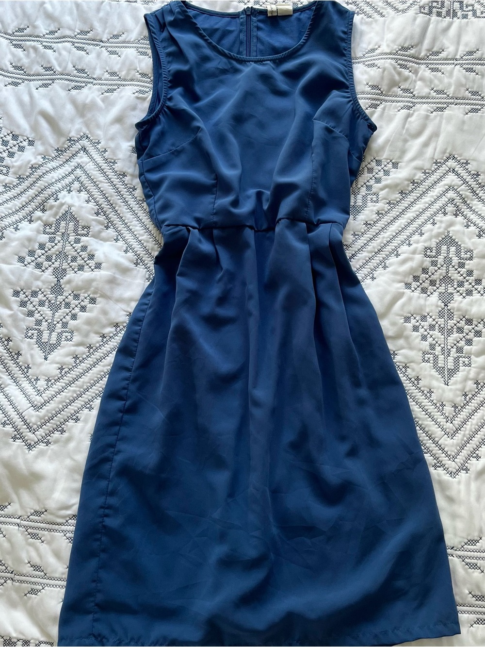 Japna Sleeveless Steel Blue Zip-Back Fit & Flare Midi Dress Size XS